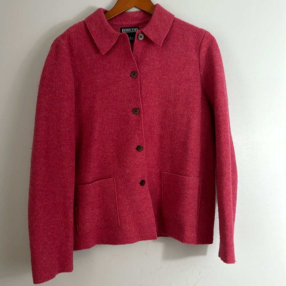 Lands end 100% wool rose colored jacket size 8